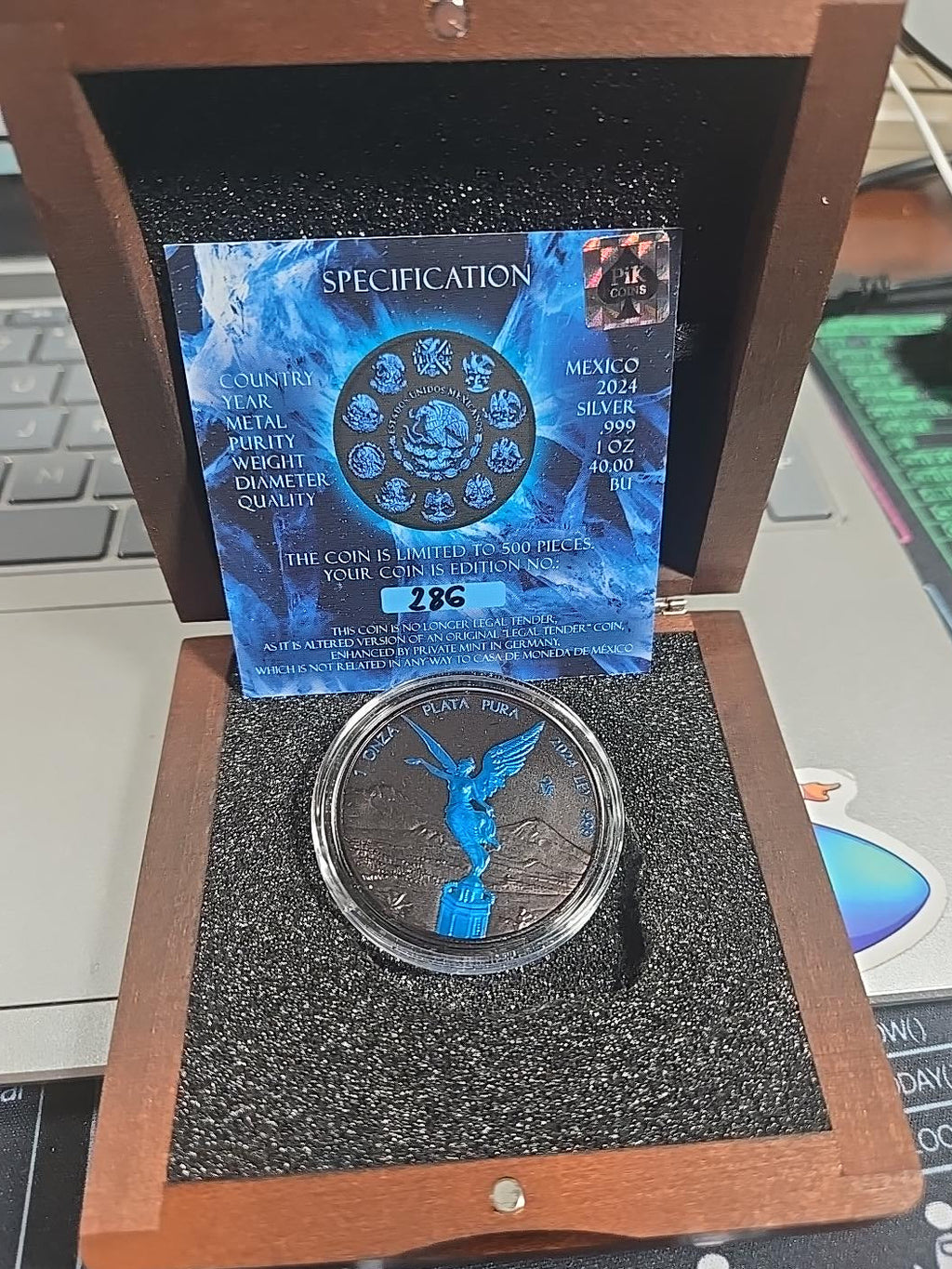 2024 Mexican Libertad 1 oz Silver – Blue Edition – Limited to 500 ( 2 Entries to the GAW)
