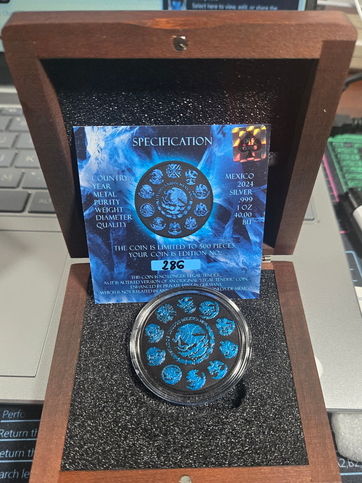 2024 Mexican Libertad 1 oz Silver – Blue Edition – Limited to 500 ( 2 Entries to the GAW)