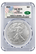 2024 American Silver Eagle CAC MS70 First Delivery (3 Entries to the GAW)