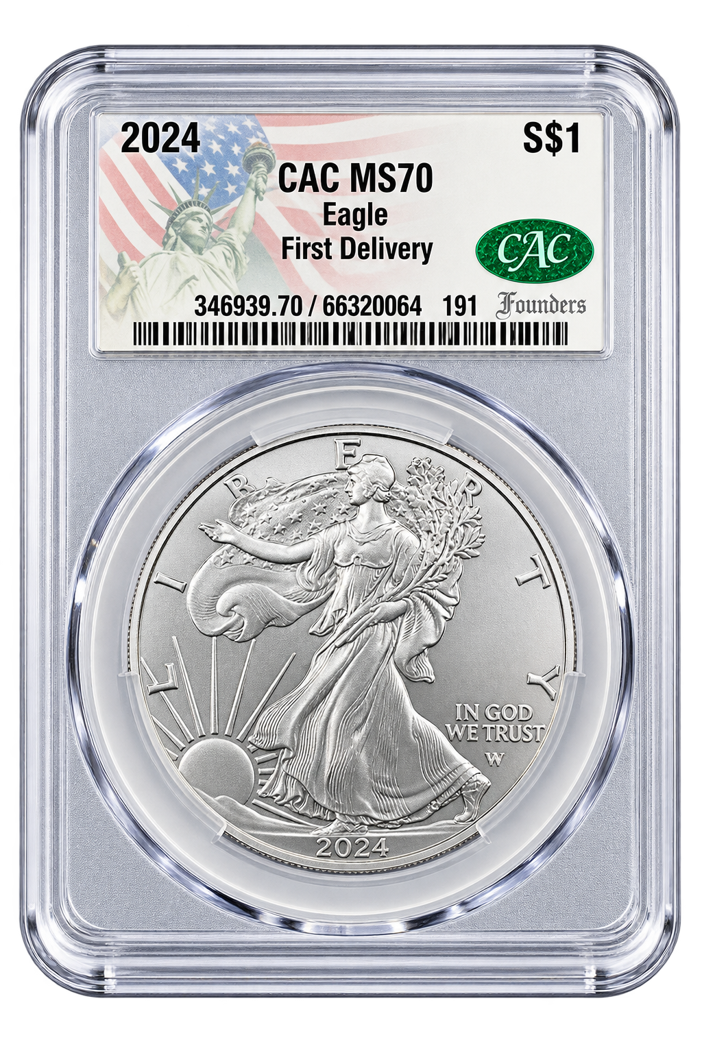 2024 American Silver Eagle CAC MS70 First Delivery (3 Entries to the GAW)
