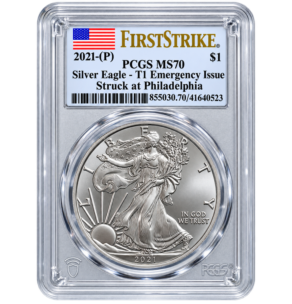 2021-(P) American Silver Eagle Type 1 PCGS MS70 First Strike – Emergency Issue Philadelphia(3 Entries to the GAW)