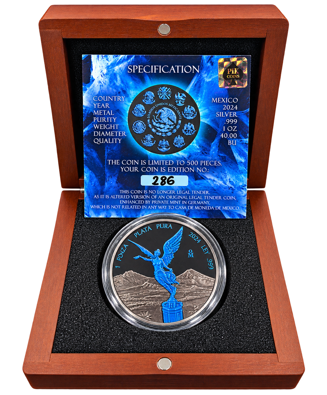2024 Mexican Libertad 1 oz Silver – Blue Edition – Limited to 500 ( 2 Entries to the GAW)